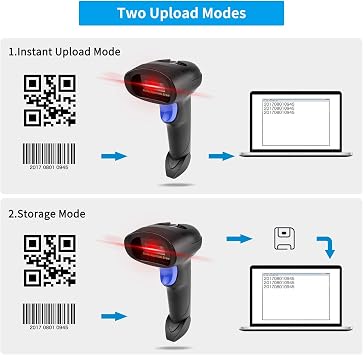 Wireless 1D 2D Barcode Scanner with Stand for Warehouse POS and Computer | NetumScan Portable Automatic QR Code Scanner Supports Screen Scan Handheld CMOS Image Bar Code Reader with USB Receiver