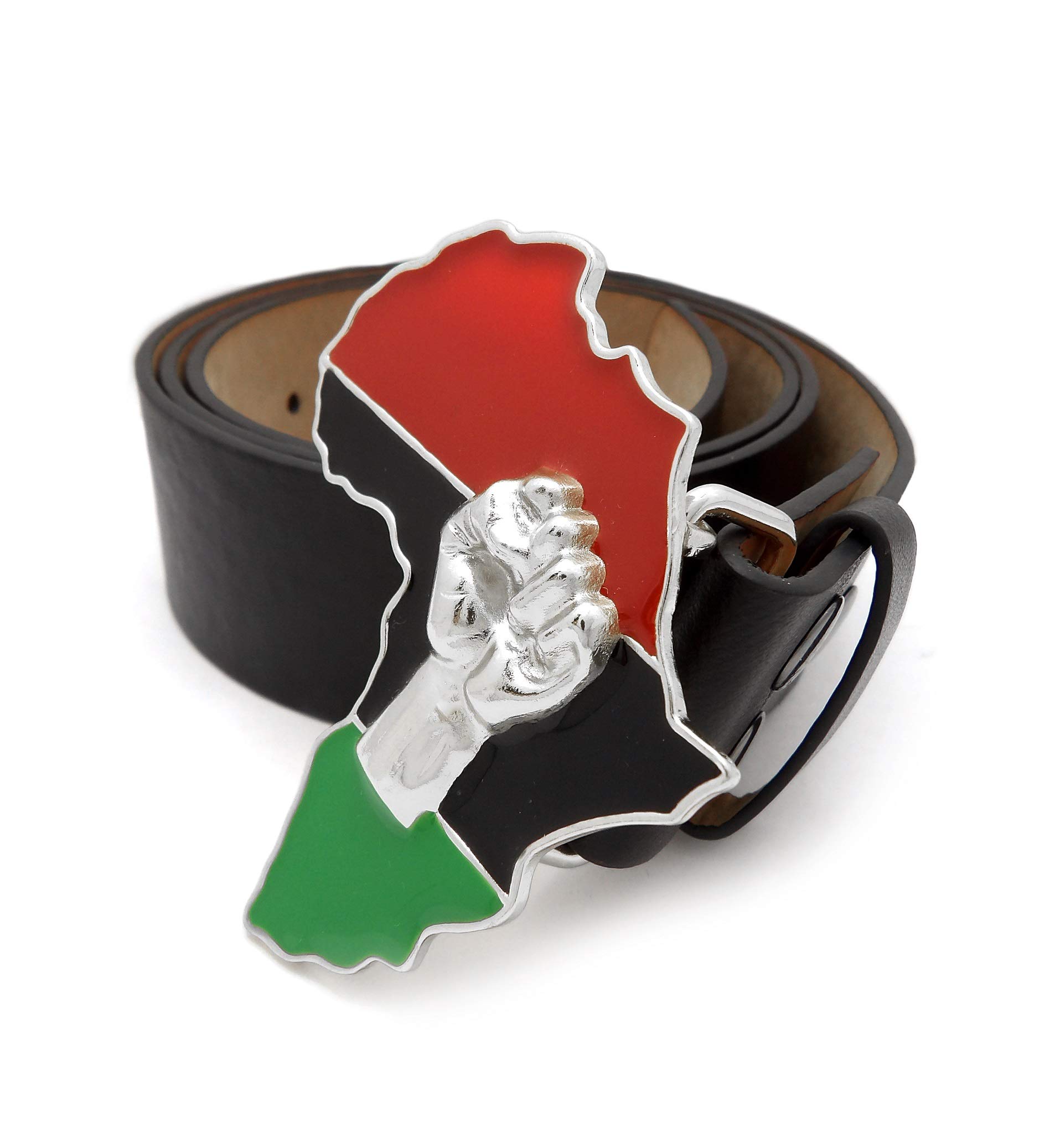 New Africa Map with Fist Power Pendant Belt Buckle XBK11 (Silver (Small 40