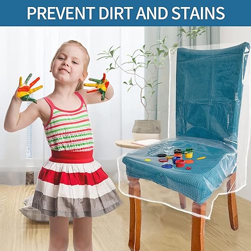 Miniatura 3 de Drihara Juego de 6 Fundas de Plástico para Sillas, Juego de Fundas Transparentes para Sillas de Comedor, Protector de Asiento Transparente