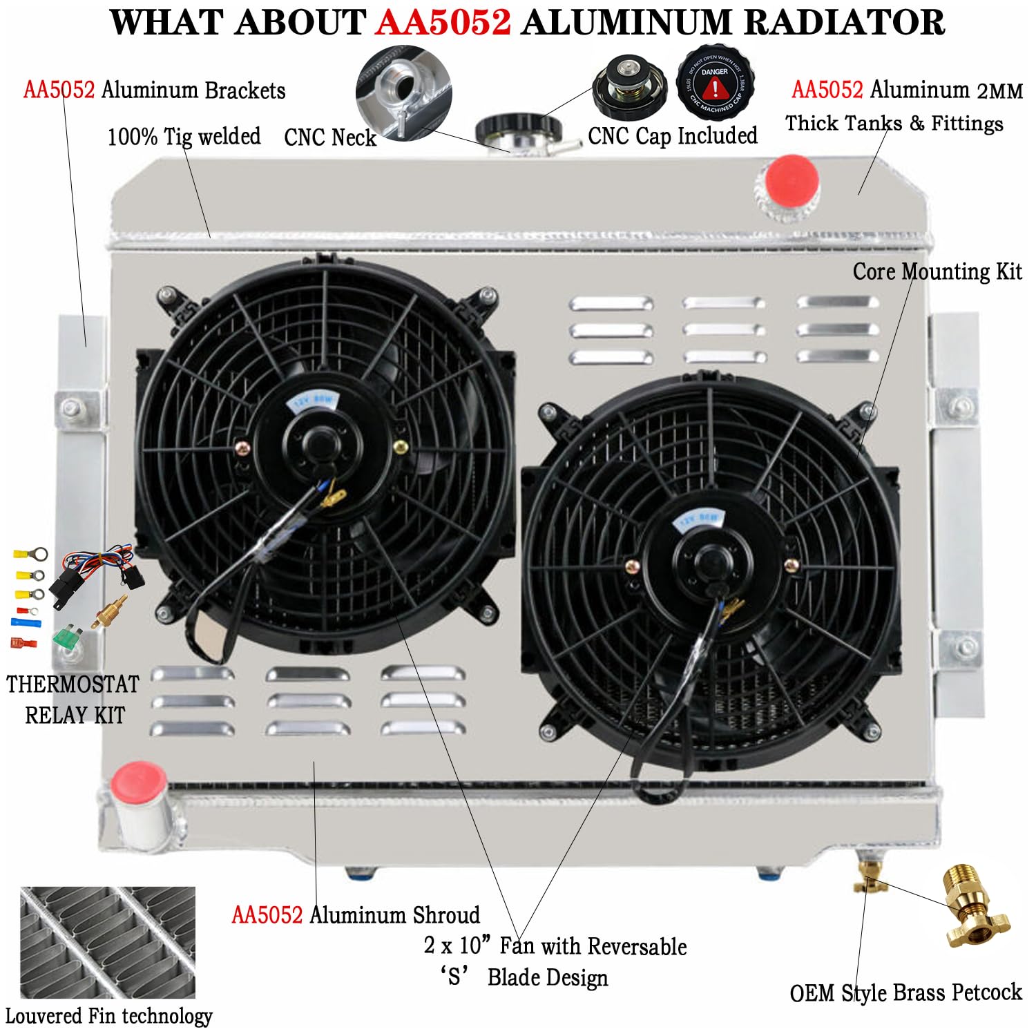 Amazon.com: ALLOYWORKS Radiator, 3 Row All Aluminum Radiators, 2 X 