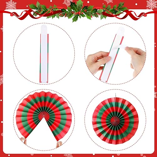 Miniatura 3 de 9 abanicos de papel colgantes de caramelo para fiesta de Navidad, decoración de aula de Navidad, guirnalda de abanicos de papel colgantes para