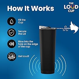 The LoudCup 23oz Reusable Water Bottle (Ice White) - 2-in-1 Travel Tumbler & Noisemaker - BPA-Free, Blow Horn & Cup with Slide Lid - Perfect for Sports Events, Game Day, Tailgating & Parties