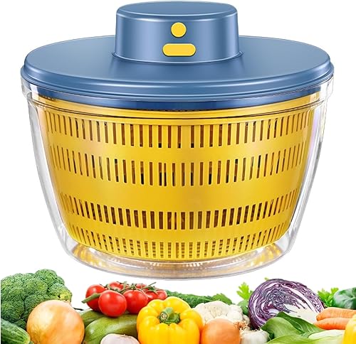 Ensalada Spinner automático Lavadora y filtro de ensalada de frutas de cocina de 4 L, limpiador y secadora eléctrica de verduras, colador