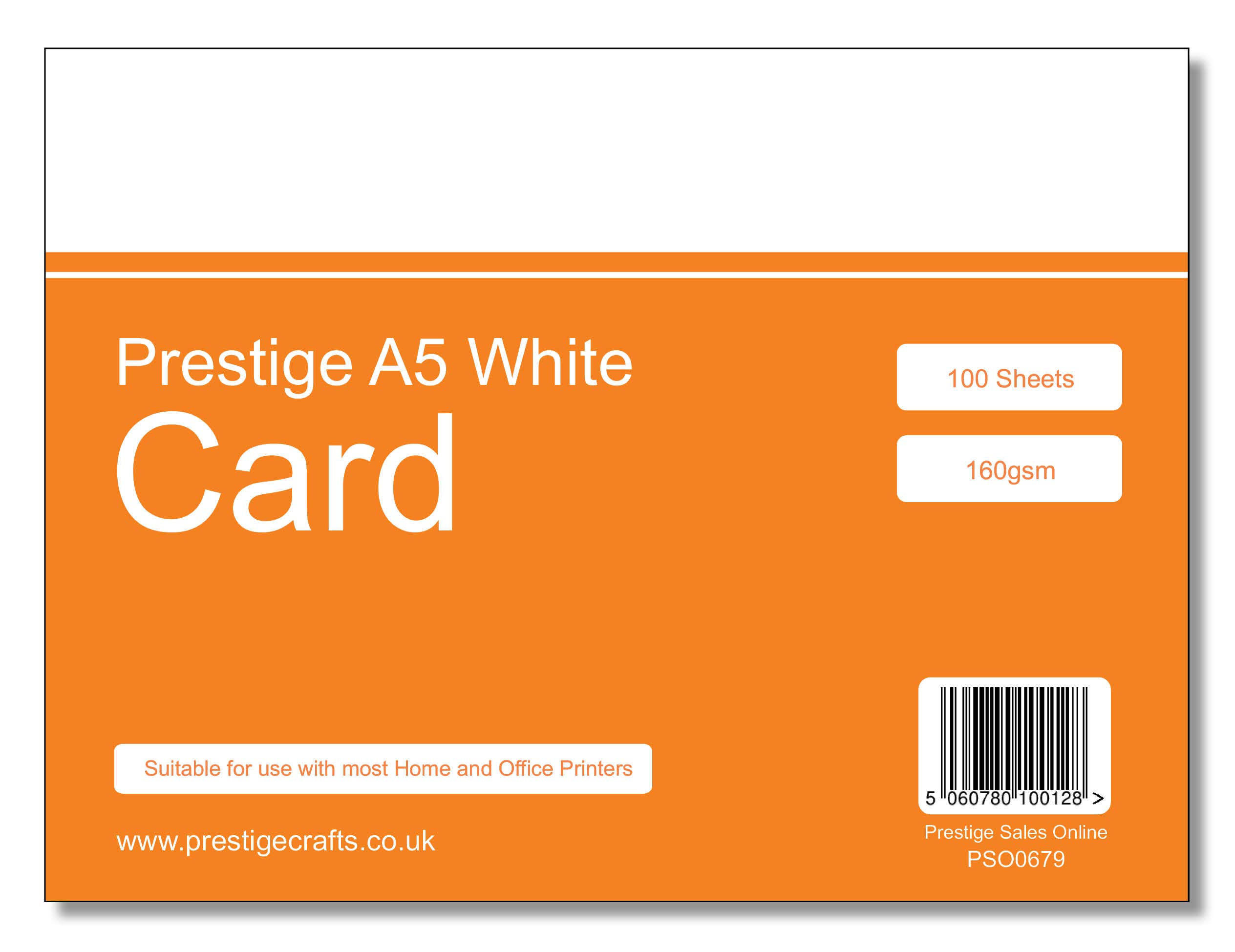 Prestige 160gsm White Laser/Inkjet/Craft Card A5 - 100 Sheets
