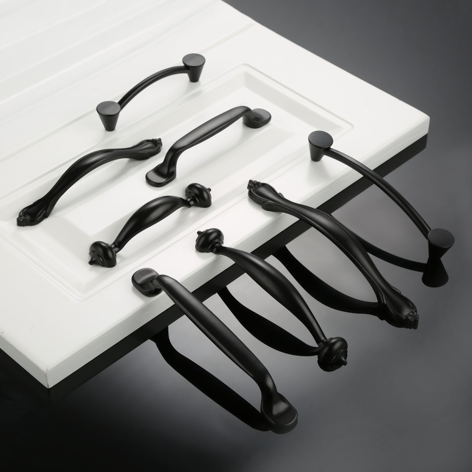 Moderne Minimalistische Schwarze Türgriffe für Küchenmöbel Und Schränke Aus Zinklegierung – 12 Stück (Stil A)