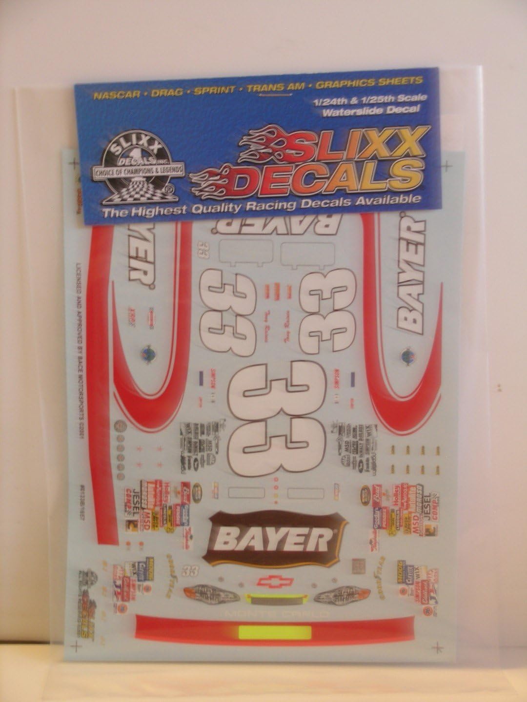 Slixx Decals "Bayer markings for Revell 2000 - 2001 Monte Carlo"