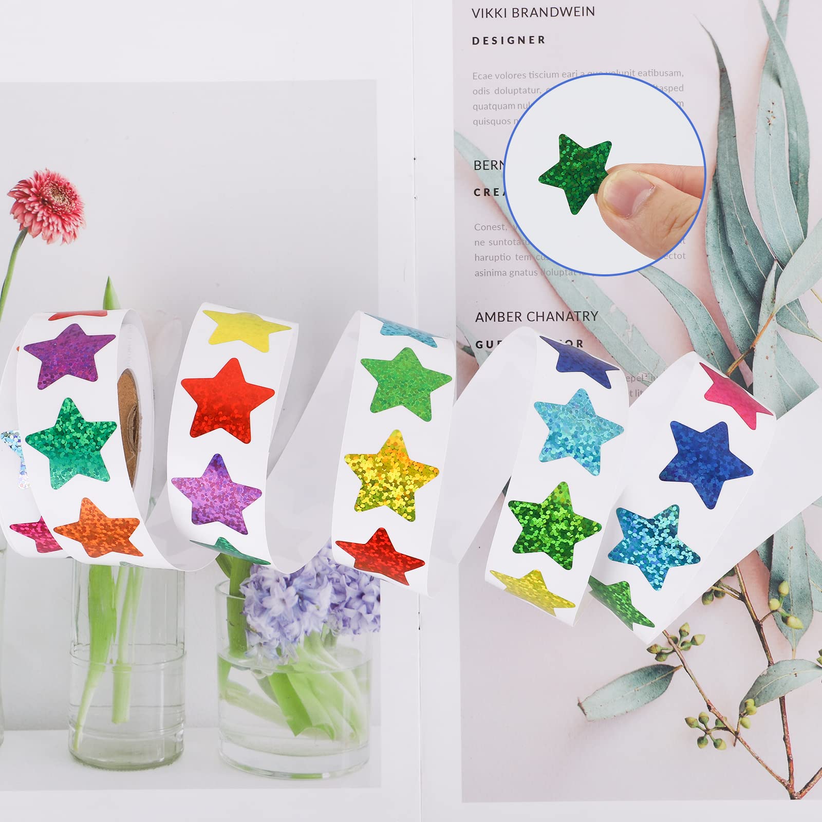 1 rotolo di colorato a forma di stella autoadesivo adesivi per REWARD , Decorazioni , regalo avvolgimento , packaging etichetta | SHEIN ALIA