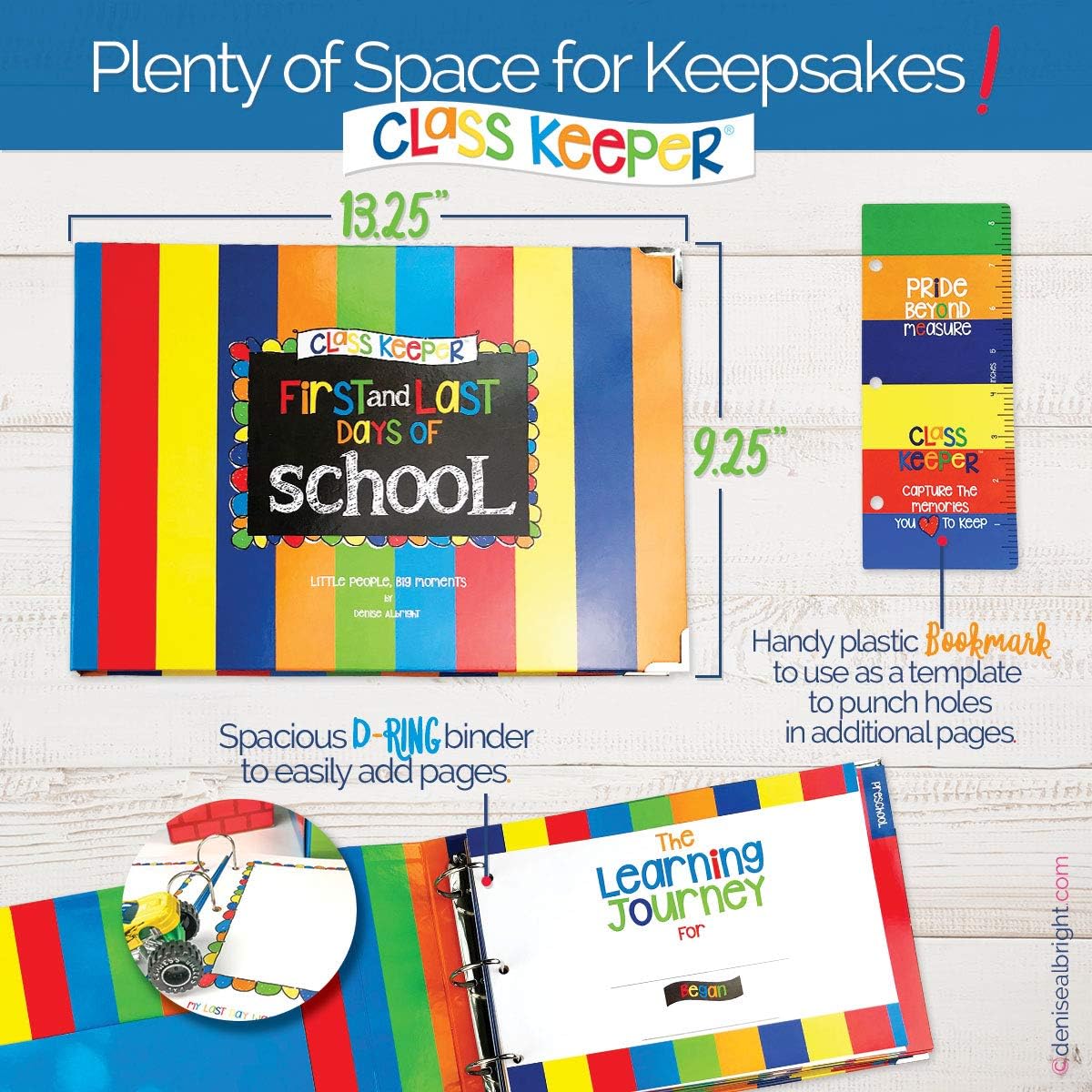 Class Keeper School Memory Book with First & Last Day of School Photo Signs, Primary Stripes Scrapbook Album & Primary Pennant Flags Photo Props + Earn & Learn® Chore Chart & Class Keeper Mobile App thumbnail