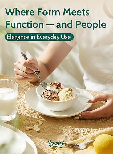 Miniatura 5 de Sweese Juego de 4 cuencos de porcelana de 5 pulgadas, 10 onzas, para postre, helado, sopa, arroz y frutas, aptos para microondas, lavavajillas y