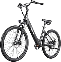 GOTRAX Dolphin 26" Step-Thru Electric Bike: 500W Peak, 30-Mile Range, 20 MPH, 7-Speed, Front Suspension - Adult City Commuter