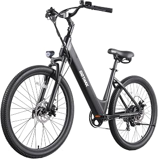 GOTRAX Dolphin 26" Step-Thru Electric Bike: 500W Peak, 30-Mile Range, 20 MPH, 7-Speed, Front Suspension - Adult City Commuter