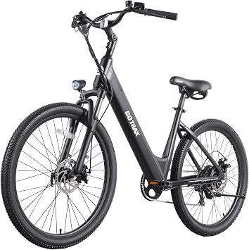 Gotrax Dolphin 26" Electric Bike, Max Range 30MilesPedal-assist1 & 20Mph Power by Peak 500W, 5 Pedal-Assist Levels & Front Suspension, 7-Speed&Boost Mode, City E-Bike for Adult, Step-Thru Bicycle