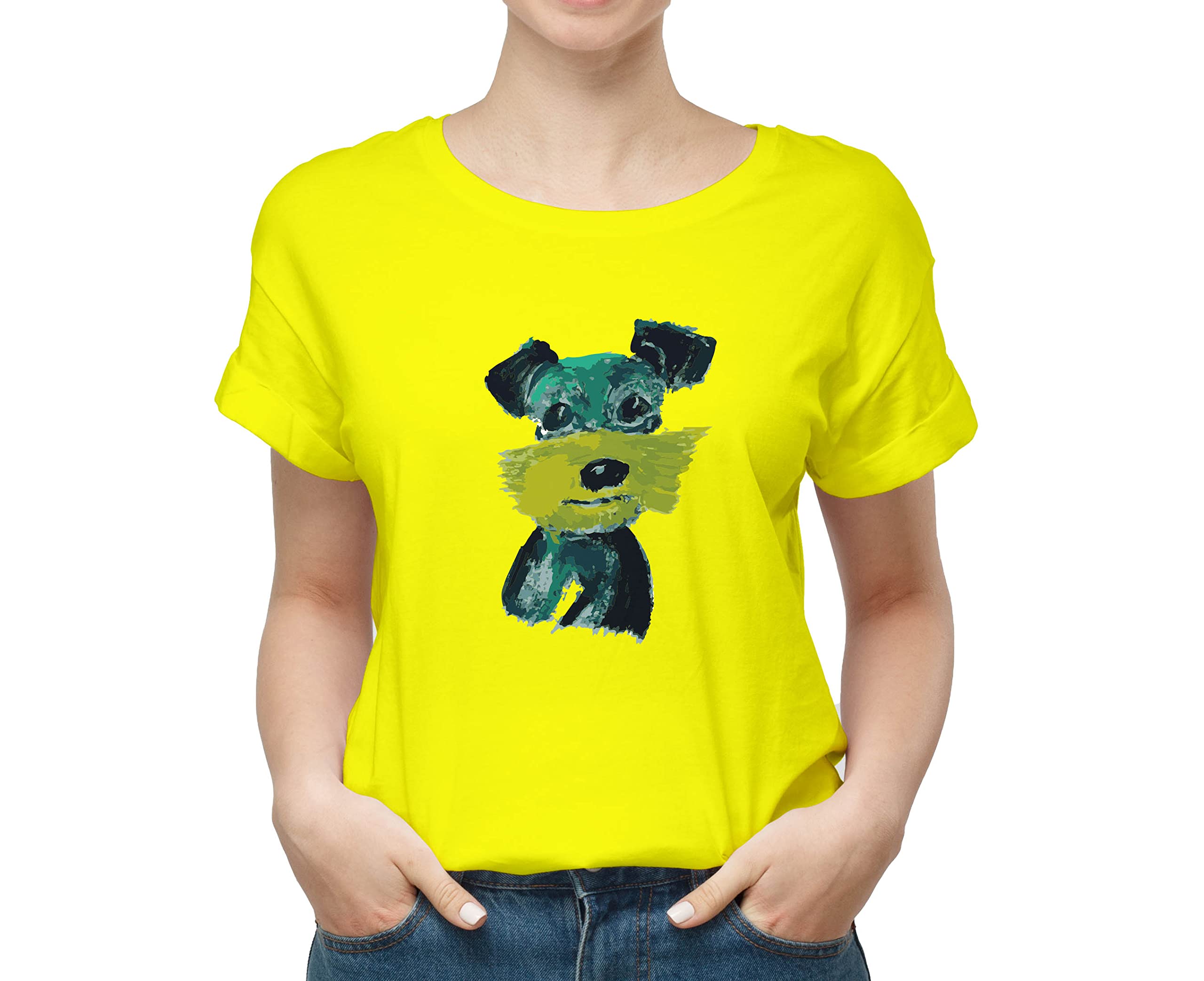 ZapCap Mart Dog WATERR Paint 100% Cotton Round Neck Printed T Shirt for Men Women, Dog Lover t Shirt, Dog Pattern t Shirt, Pet Lover t Shirt, Pug Lover T Shirt Yellow (B0C71JGQ5R) Amazon Price History, Amazon Price Tracker