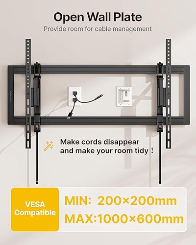 Miniatura 9 de monTEK Soporte de pared de TV inclinable resistente para televisores grandes de 55 a 105 pulgadas de hasta 200 libras, perfil bajo, ajuste