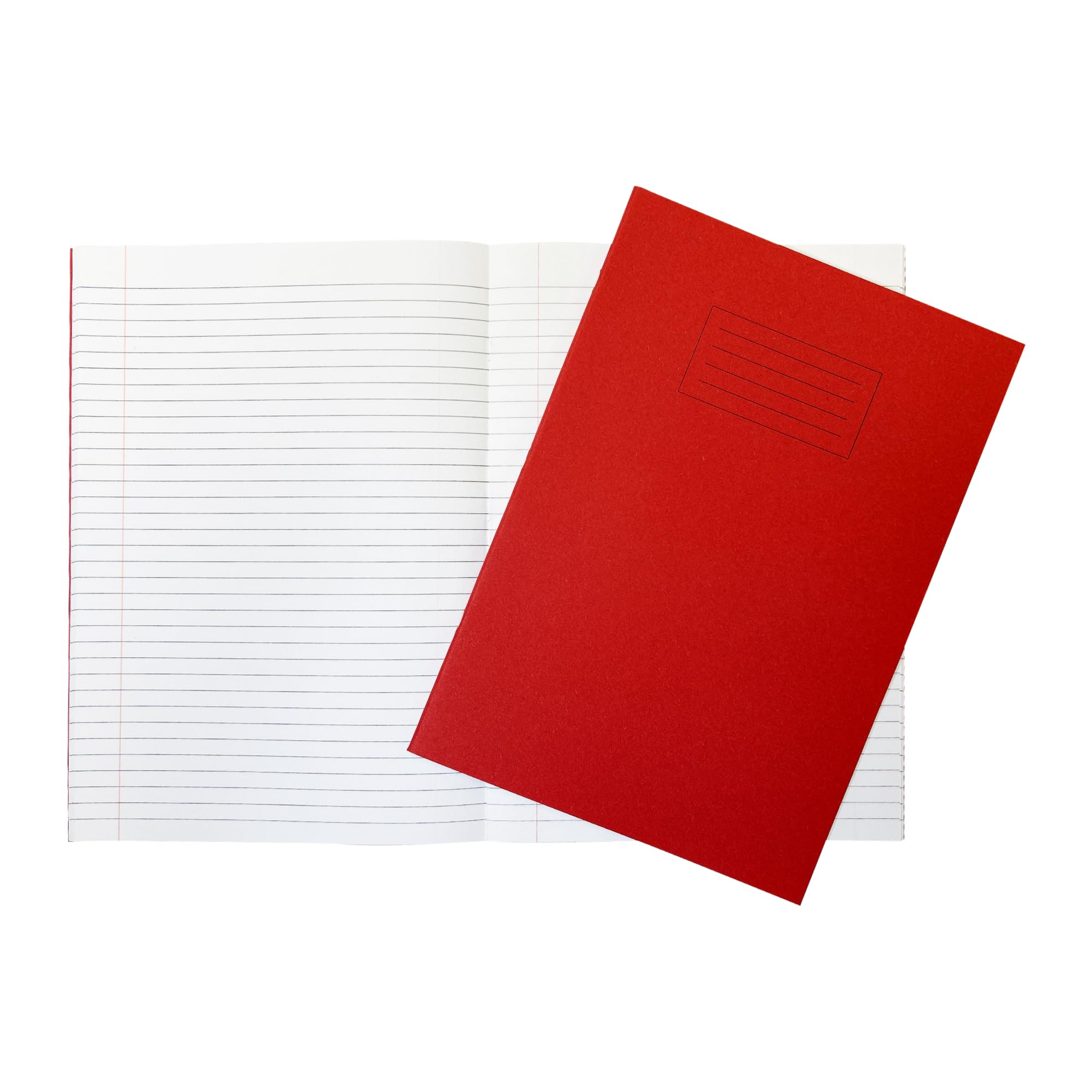 Janrax Pack of 10 A4 Red 80 Page Feint Ruled with Margin Exercise Books WF Paper with 225gsm Manilla Cover