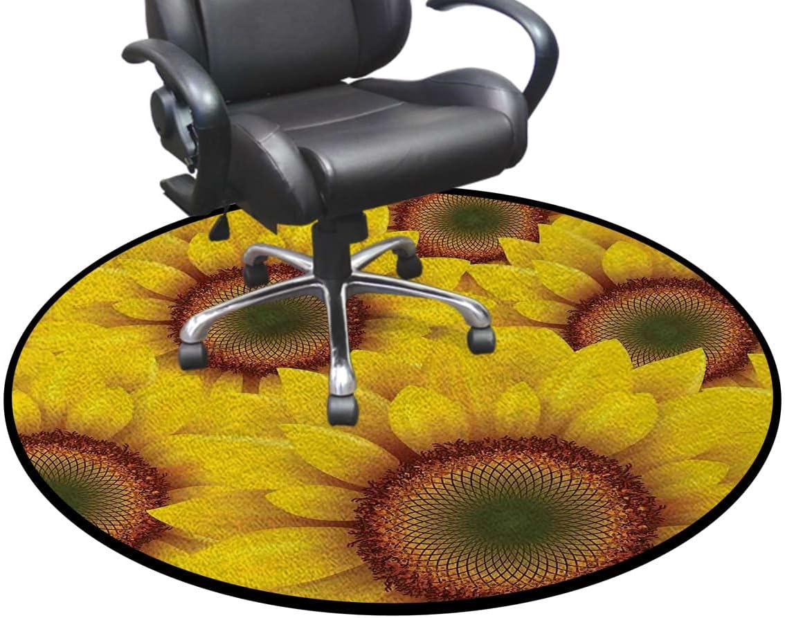 Orange YellowChair Mat Office Protector for Hardwood Floors Summer Happiness Colorful Nature Print Anti-Slip Office Chair Mat for Carpet Desk Chair Mat for Office Gaming Room Home Decor 39.3 in