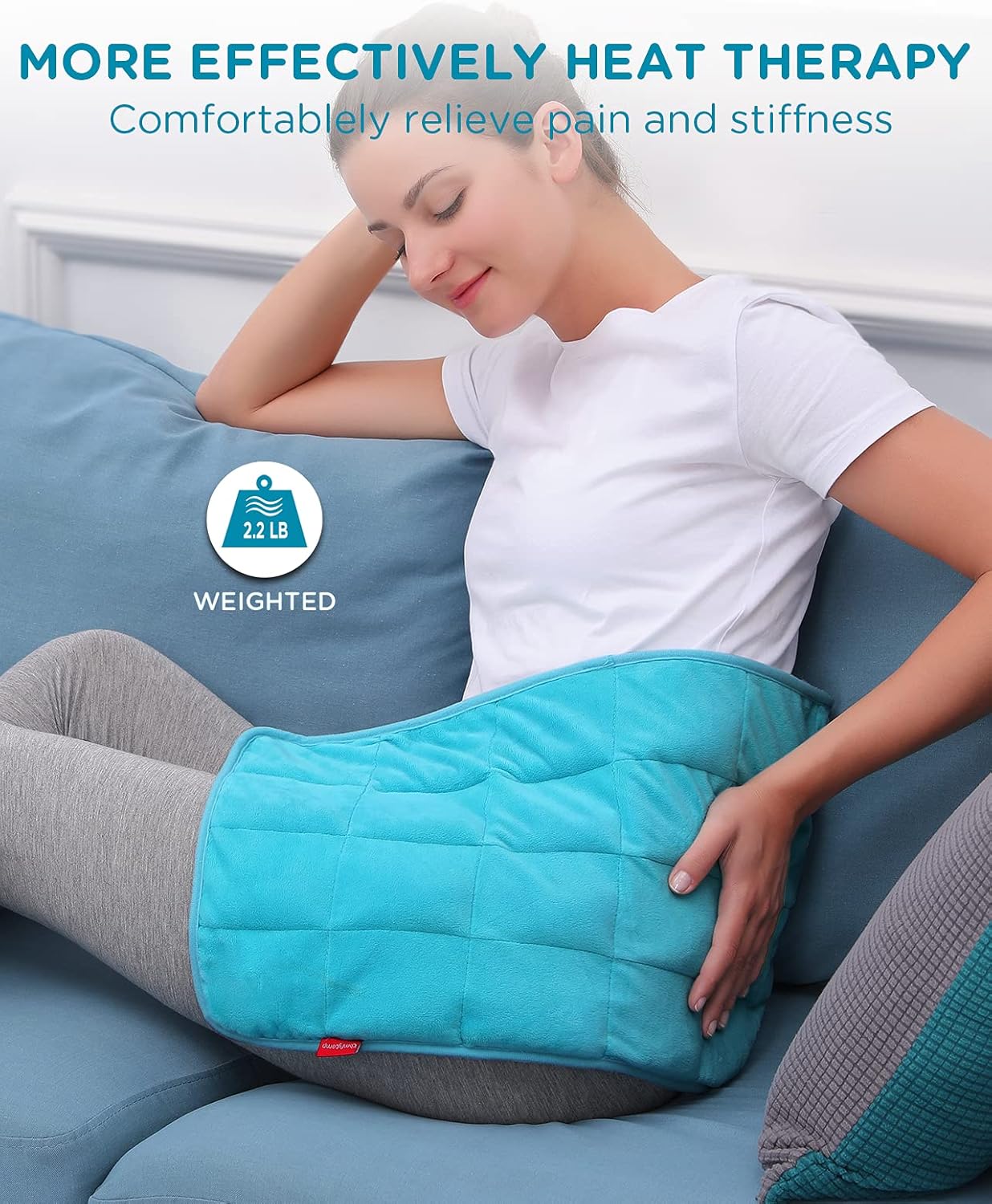 Weighted Heating Pad, Comfytemp 12x 24" Electric Heating Pad for Back Pain Relief with 9 Heat Settings | 11 Auto-Off | Stay on | Backlight, 2.2lb XL Heat Pad for Shoulders and Cramps Relief, Washable : Health & Household