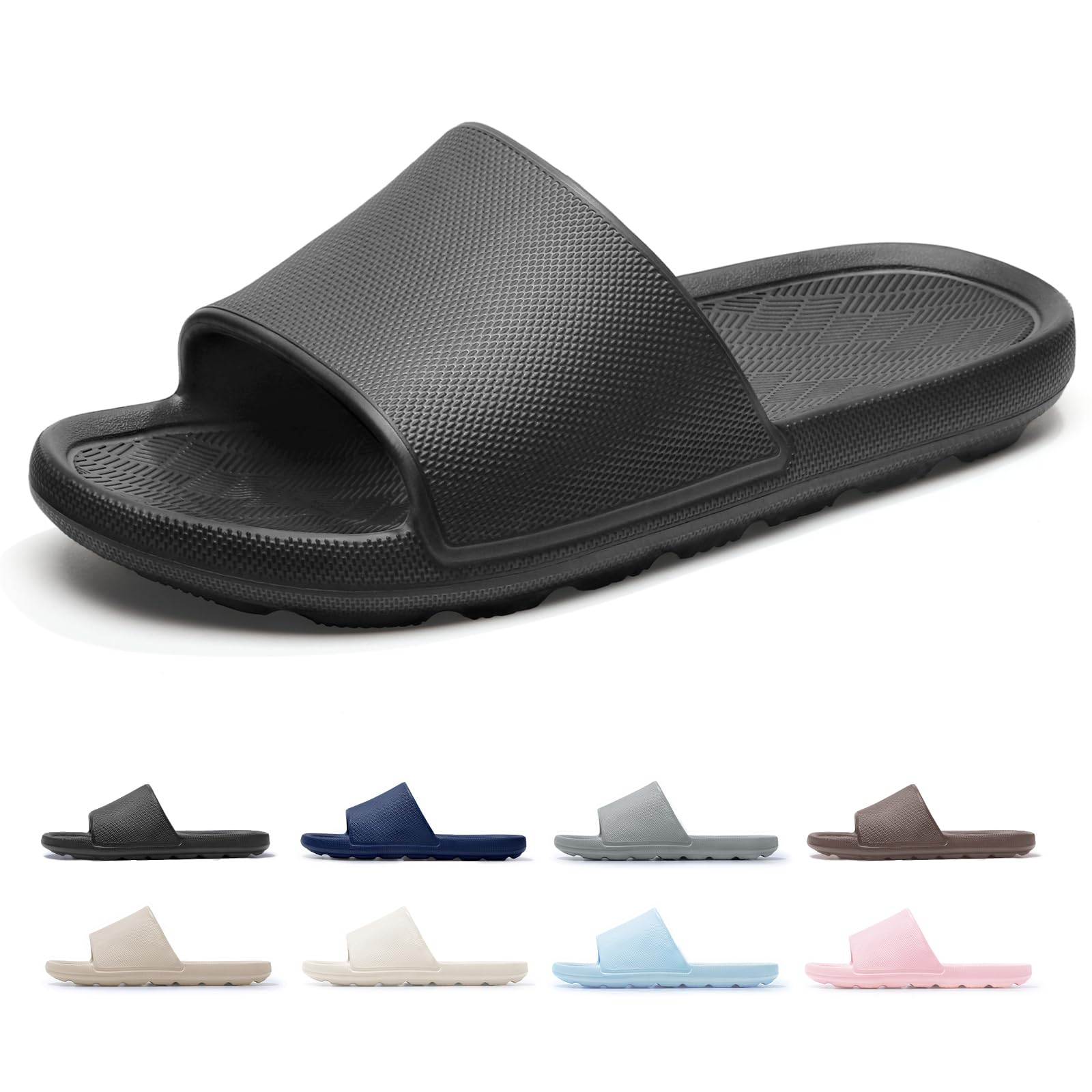 FrykunShower Shoes for Men Women with Arch Support Non Slip Quick Drying Slides College Dorm Bathroom Sandals Pool Slides Lightweight Beach Sandals
