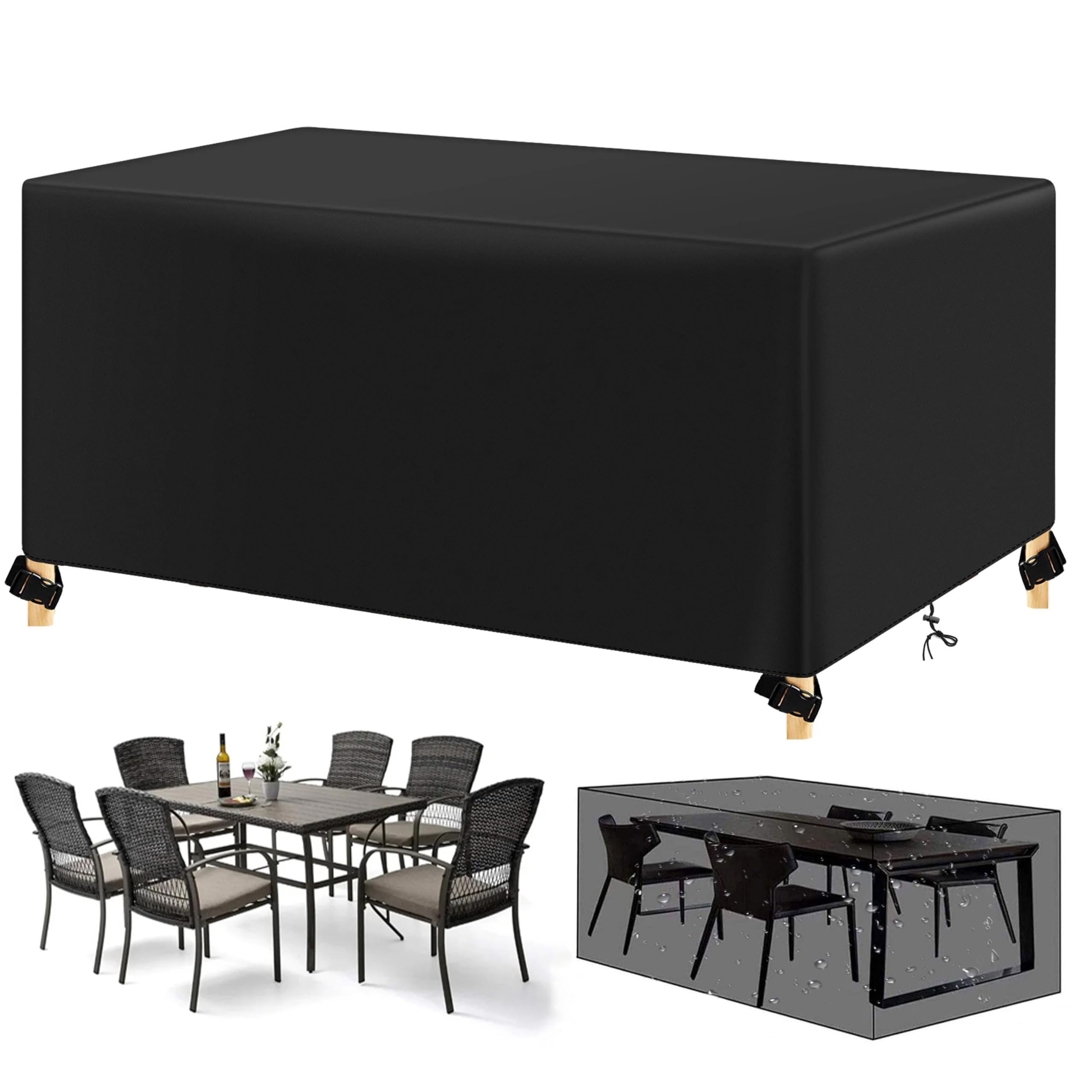 AJALGZ Outdoor Tuinmeubelhoezen, 280x220cm Patio Meubilairhoezen Waterdicht Anti-UV, Verbeterde Scheurbestendige 420D Oxford Stof Tuintafelhoes voor