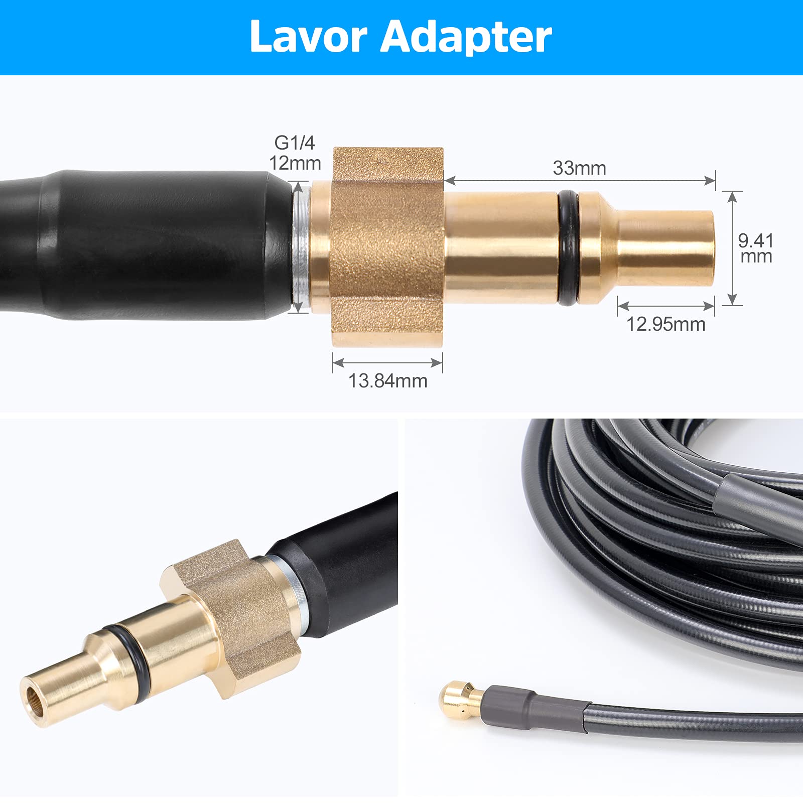 Tuyau Haute Pression De 3 à 100 M - Pour Nettoyeur Haute Pression - Convient Pour LAVOR & Kärcher Série K - Pour Vider Les Blocages Et Le Nettoyage Des Canalisations Tuyau