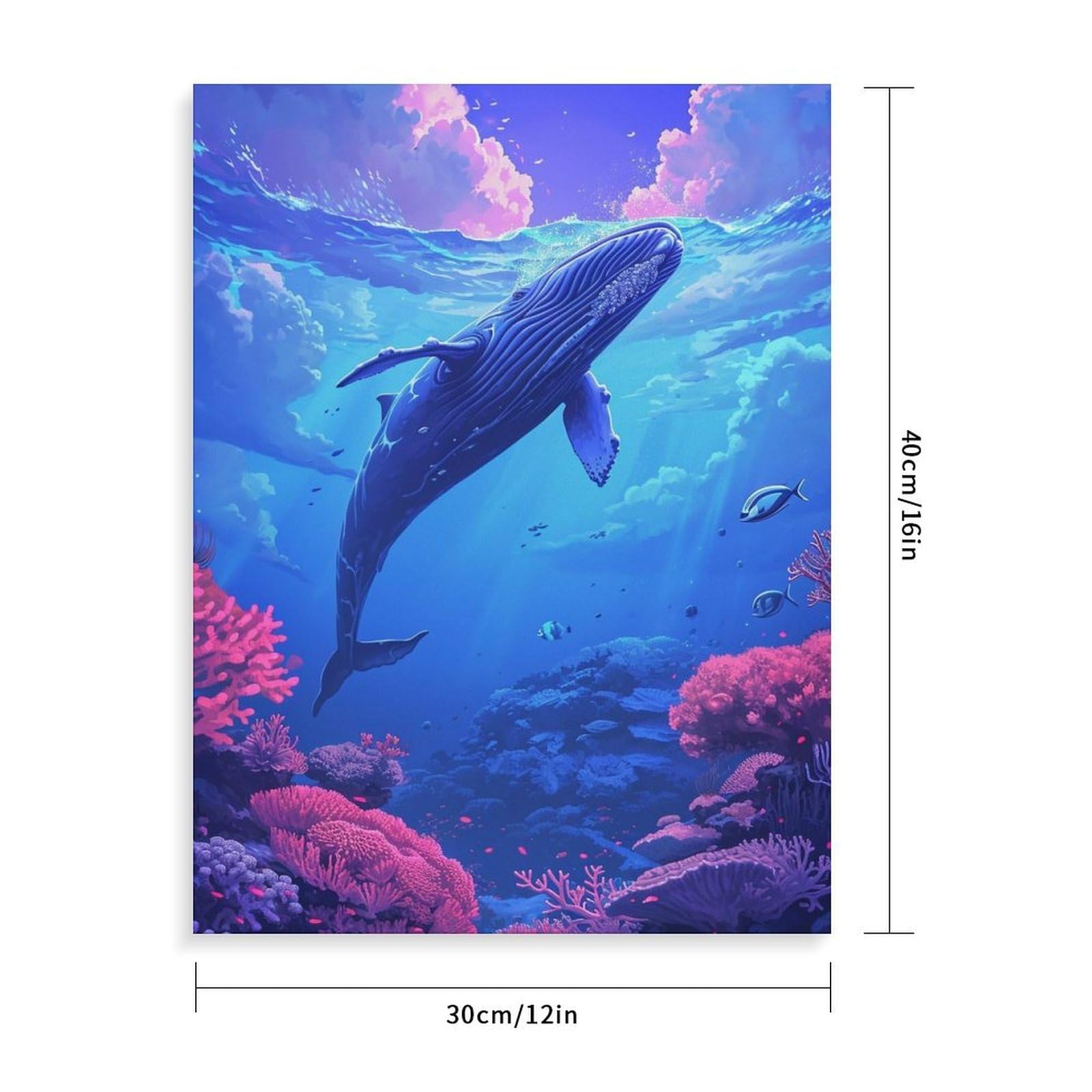 Amazon | 海底風景と巨大なクジラ 数字キットによる絵画 数字油絵 超