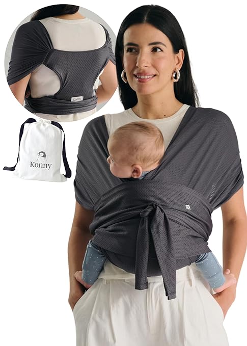 Konny Baby Wrap Carrier Flex Air-Mesh Plus Fit (Adjustable / M-4XL) - Charcoal