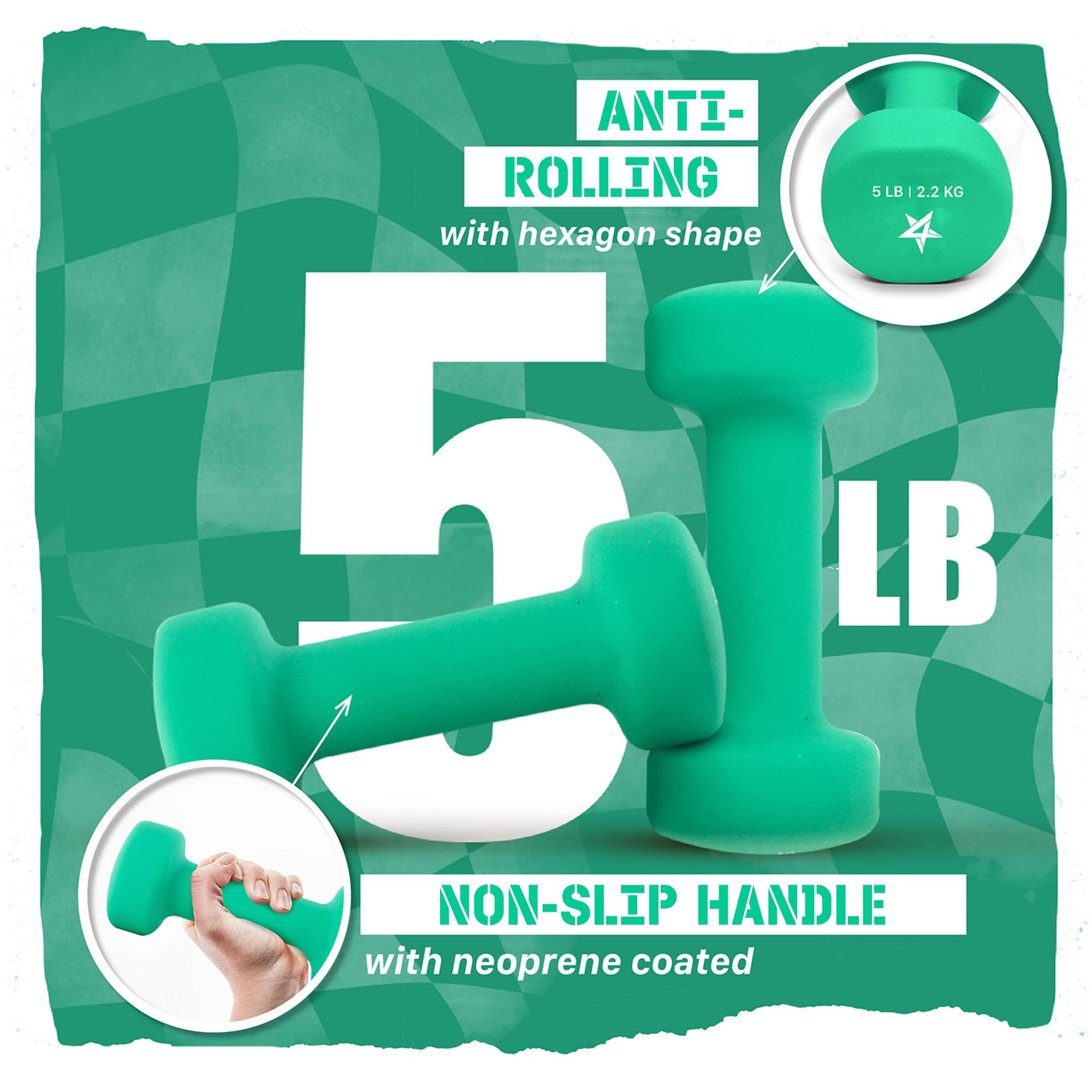 Yes4All Manubri in neoprene, set di 2 pesi per mani, comodo cavo di tipo C incluso, 0,9-9,1 kg, impugnatura comoda per un allenamento sicuro a casa, rivestimento in neoprene antiscivolo con design