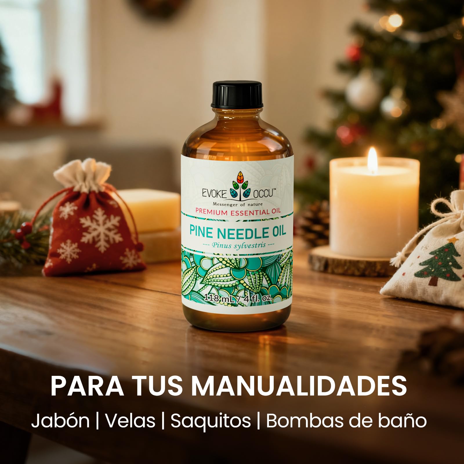 EVOKE OCCU Aceite Esencial de Aguja de Pino 4 Oz, Aceite Puro de Aguja de Pino para el Hogar Difusor Masaje Fragancia DIY Vela Fabricación de Jabón- 4 FL Oz