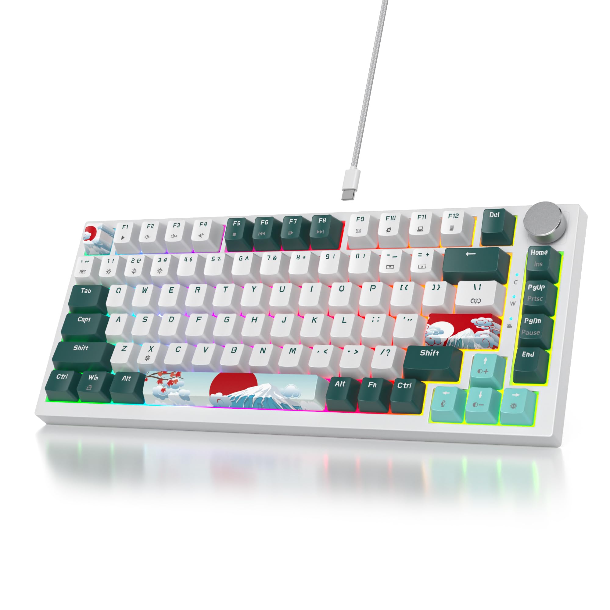 SOLIDEE Teclado mecánico para juegos con cable 75% intercambiable en caliente, teclado retroiluminado RGB con interruptor rojo, teclado mecánico TKL de 82 teclas, teclas PBT NKRO teclado compacto con — view 23