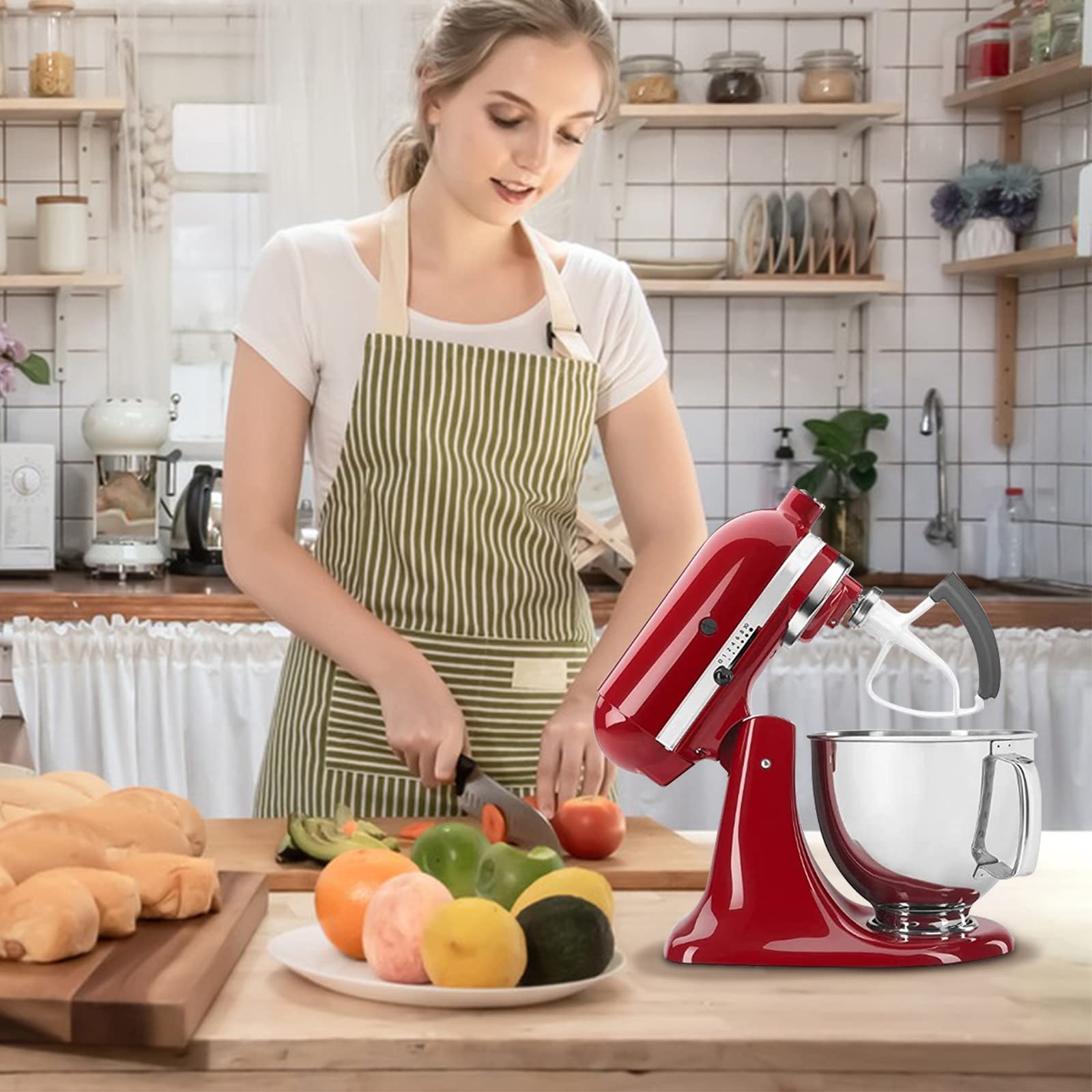 Giętka łopatka do mieszania dla Kitchen-Aid na 4-5 litrów mis, giętka łopatka z powłoką nieprzywierającą dla Kitchen-Aid Akcesoria do robota kuchennego