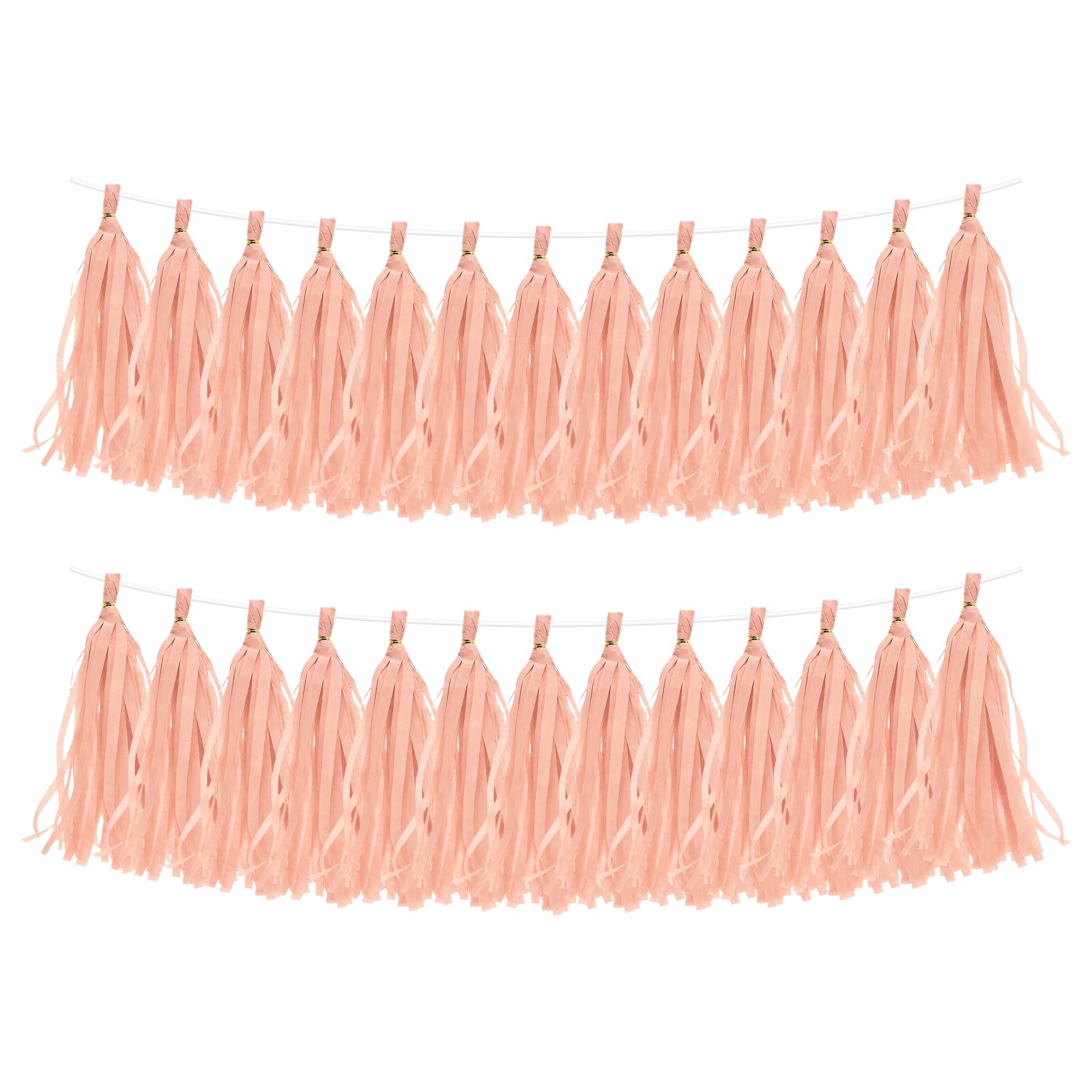 sourcing map 30Pcs Paper Tassels Garland, Tassel Garland Banner with Rope and Tie Wire for Party Decorations Wedding Decorations Football Party Engagement Decor DIY, Peach