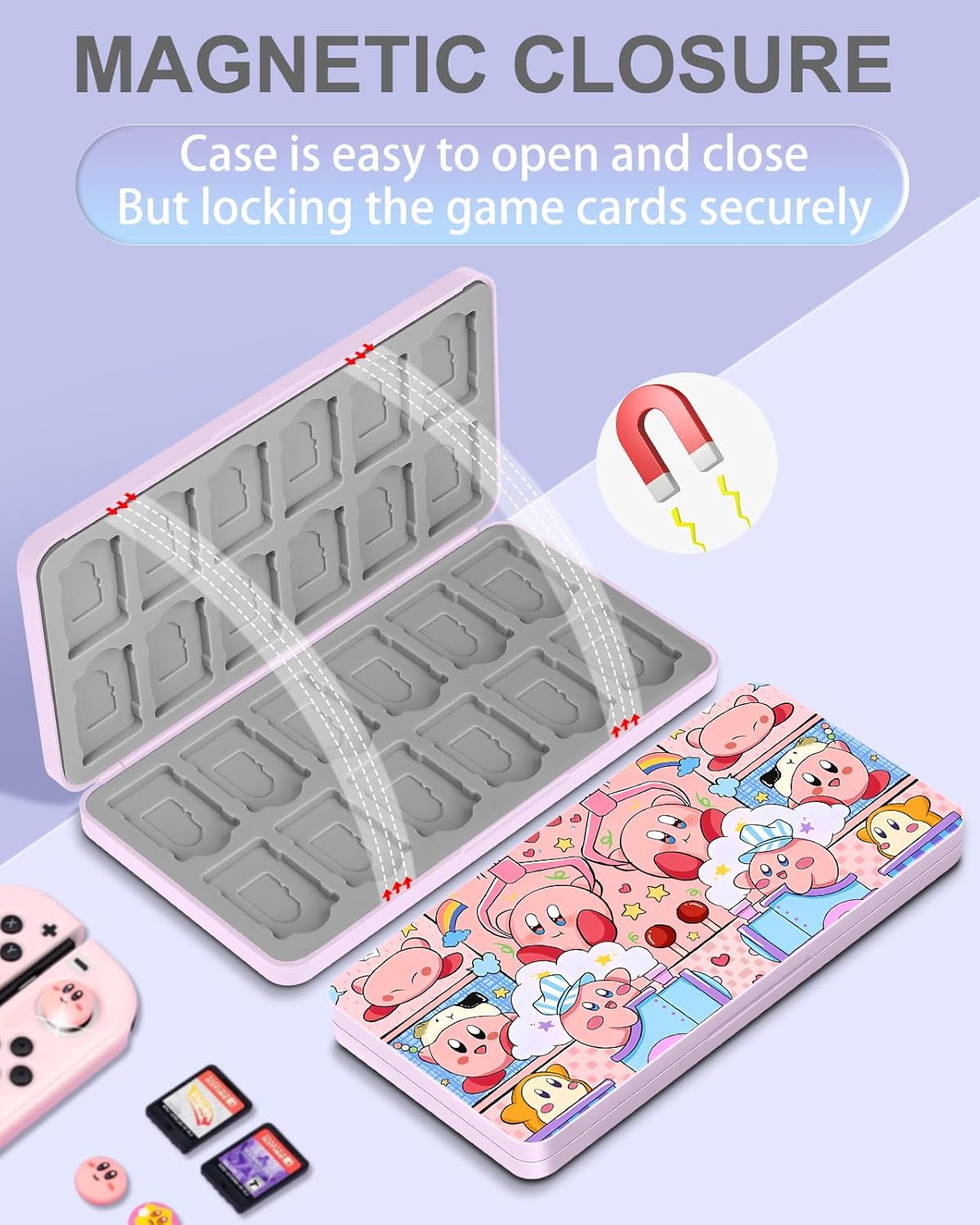 Xinocy for Nintendo Switch Game Case with 24 Game Holder Slots and 24 SD Micro Card Slots - for Nintendo Switch/Lite/OLED Cute Cartoon Games Cartridge Cases for Boys Kids Girls Storage Box, Doll - Image 4