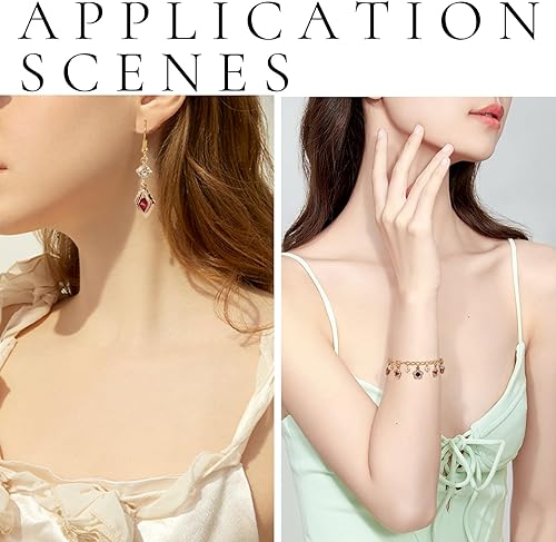 Miniatura 5 de Cheriswelry 48 dijes redondos planos de aleación de cristal de bronce de 0.59 pulgadas (0.591 in), colgantes de piedra natal colorida, dijes