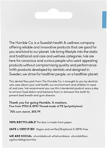 Miniatura 9 de The Humble Co. Porta-hilo dental natural (200 unidades)  Hilo dental vegano, ecológico y sostenible para el cuidado bucal  Ayuda a eliminar la placa