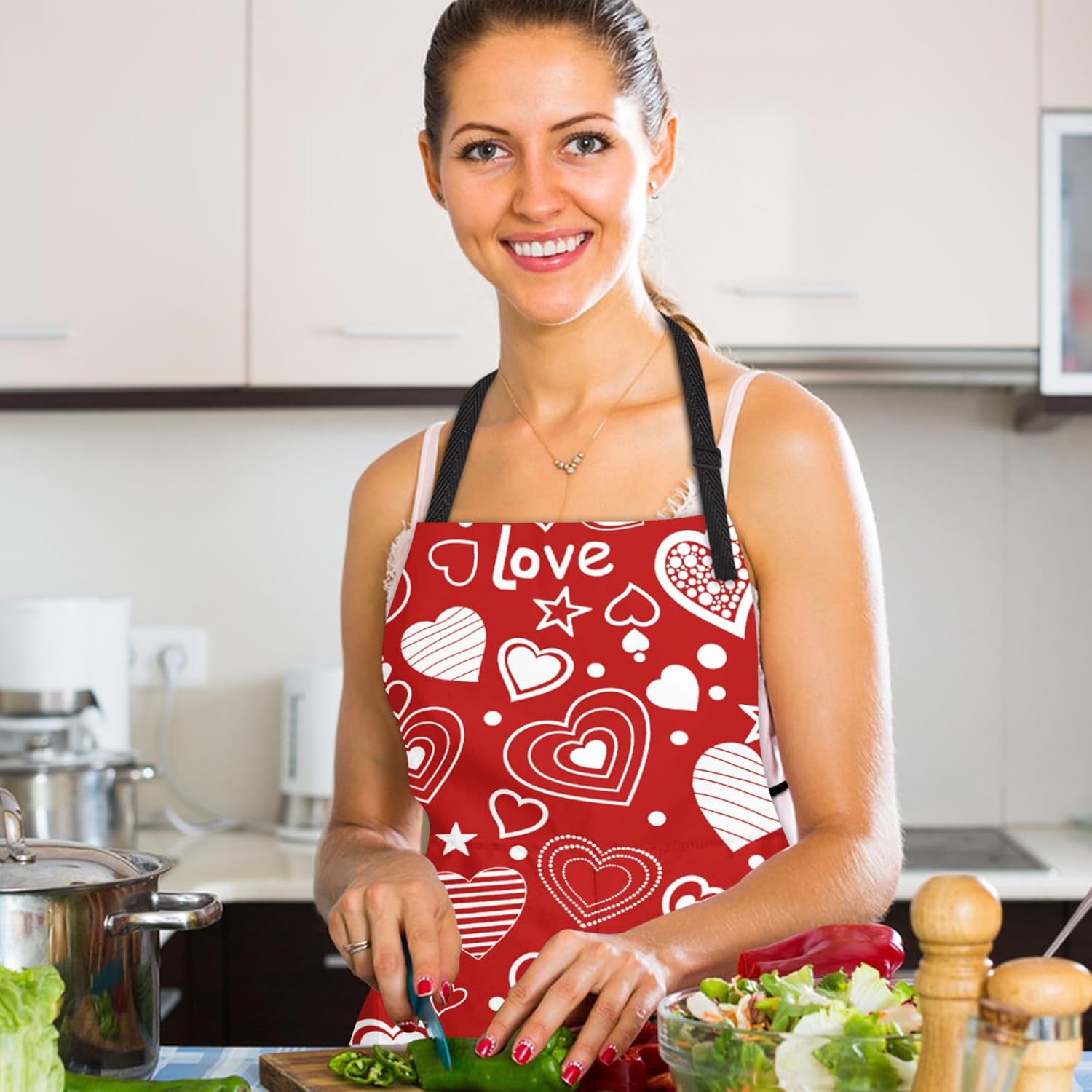 Apron Adjusted Neck Strap with 2 Pockets Waterproof Kitchen Chef for Cooking Grill BBQ Baking - Image 7