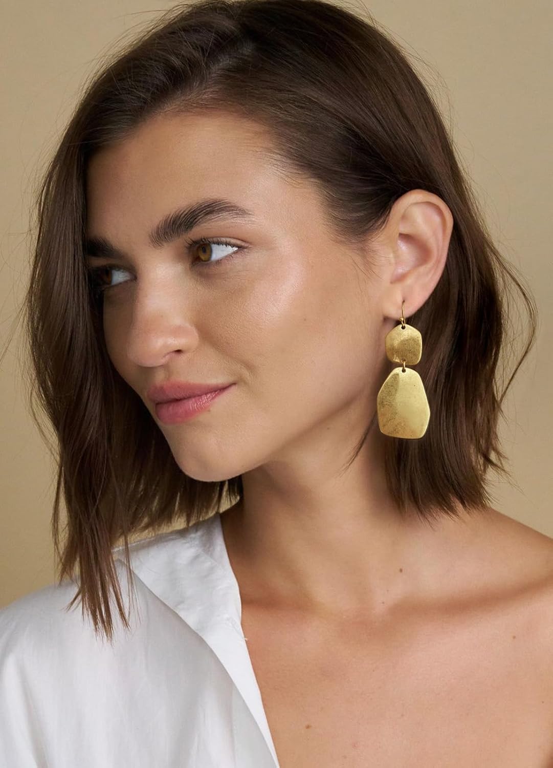 Gold Dangle Earrings for Women Trendy Vintage Gold Chunky Geometric Drop Hypoallergenic Statement Earrings for Vacation - Image 3