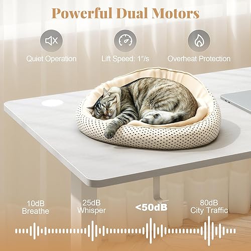 Miniatura 9 de Tangkula Escritorio eléctrico de pie con motor doble, 48 x 30 pulgadas, altura ajustable, estación de trabajo para computadora con controlador de