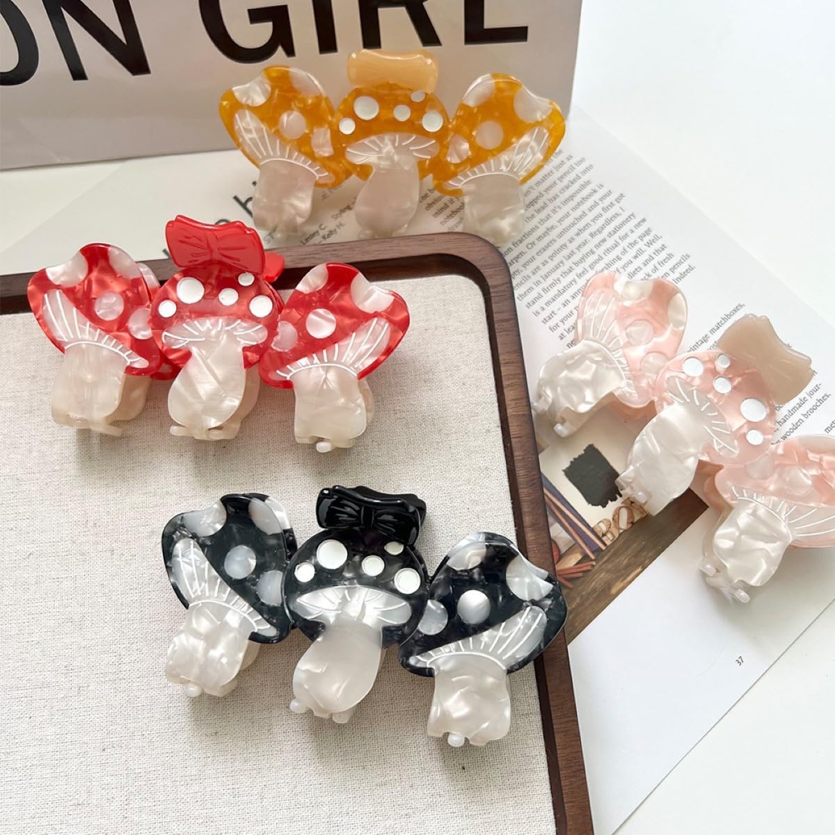 Funny Mushroom Hair Clips,Cellulose Acetate Hair Clips,Big Claw Clips for Girl,Hair Accessories,Red - Image 6