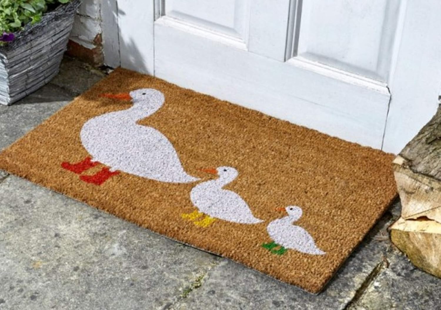 Garden MileGarden Mile Ducks in Boots Coir Doormat | Durable Indoor/Outdoor Rectangular Door Mat | 45 x 75 cm | Brown