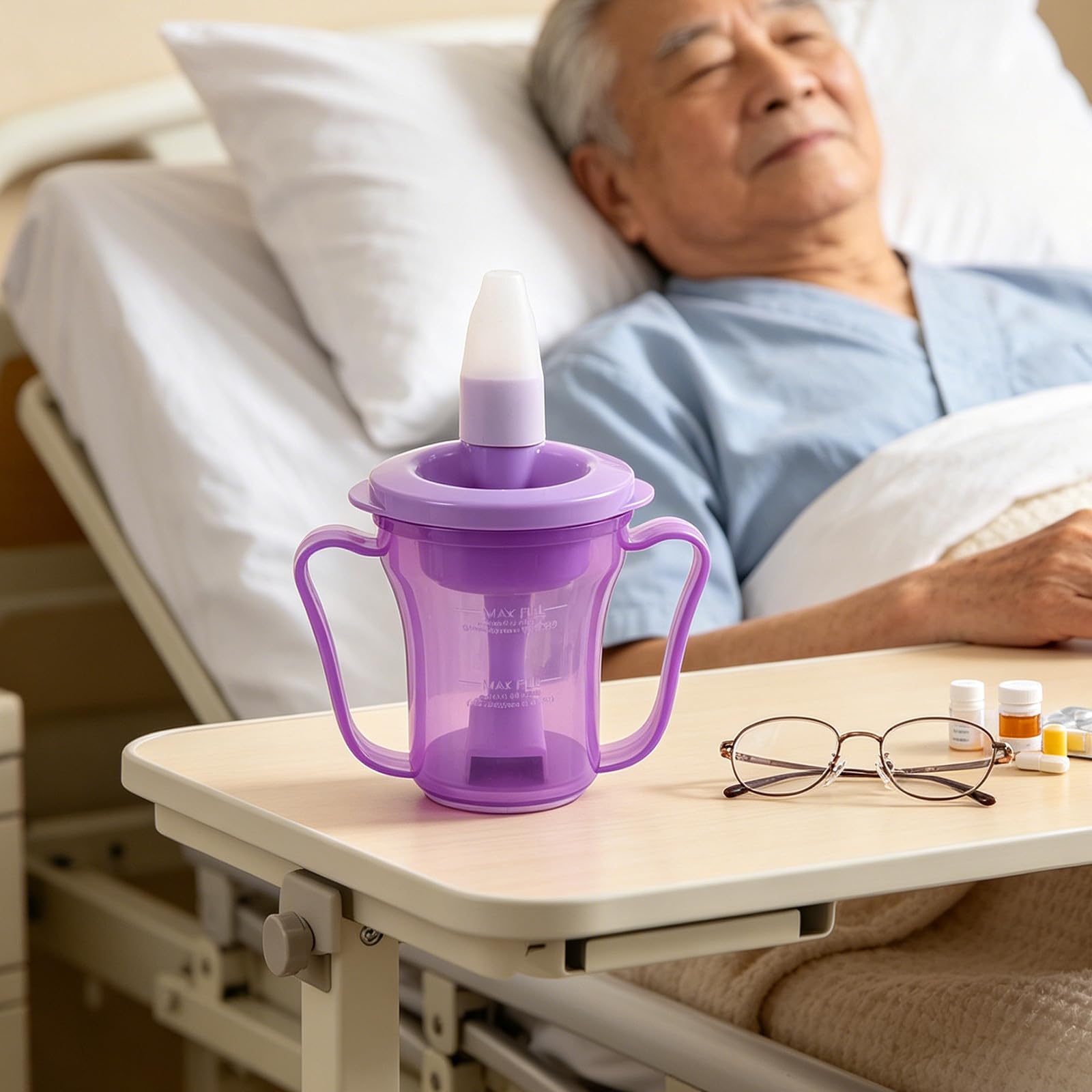 GALPADA Anti Erstickungs Trinkbecher aus Kunststoff 8,45oz für Senioren und Schlaganfallpatienten mit Griff Auslaufsicher und Geeignet für Bettpflege