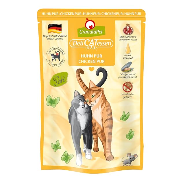 GranataPet Delicatessen Pollo Pur, Comida húmeda para Gatos, pienso sin Cereales y sin azúcares