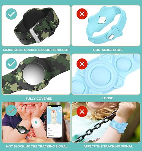 Miniatura 4 de Pulsera Air Tag para niños (paquete de 2)  Pulsera de silicona suave para niños  Soporte ligero para rastreador GPS compatible con Apple Air Tag