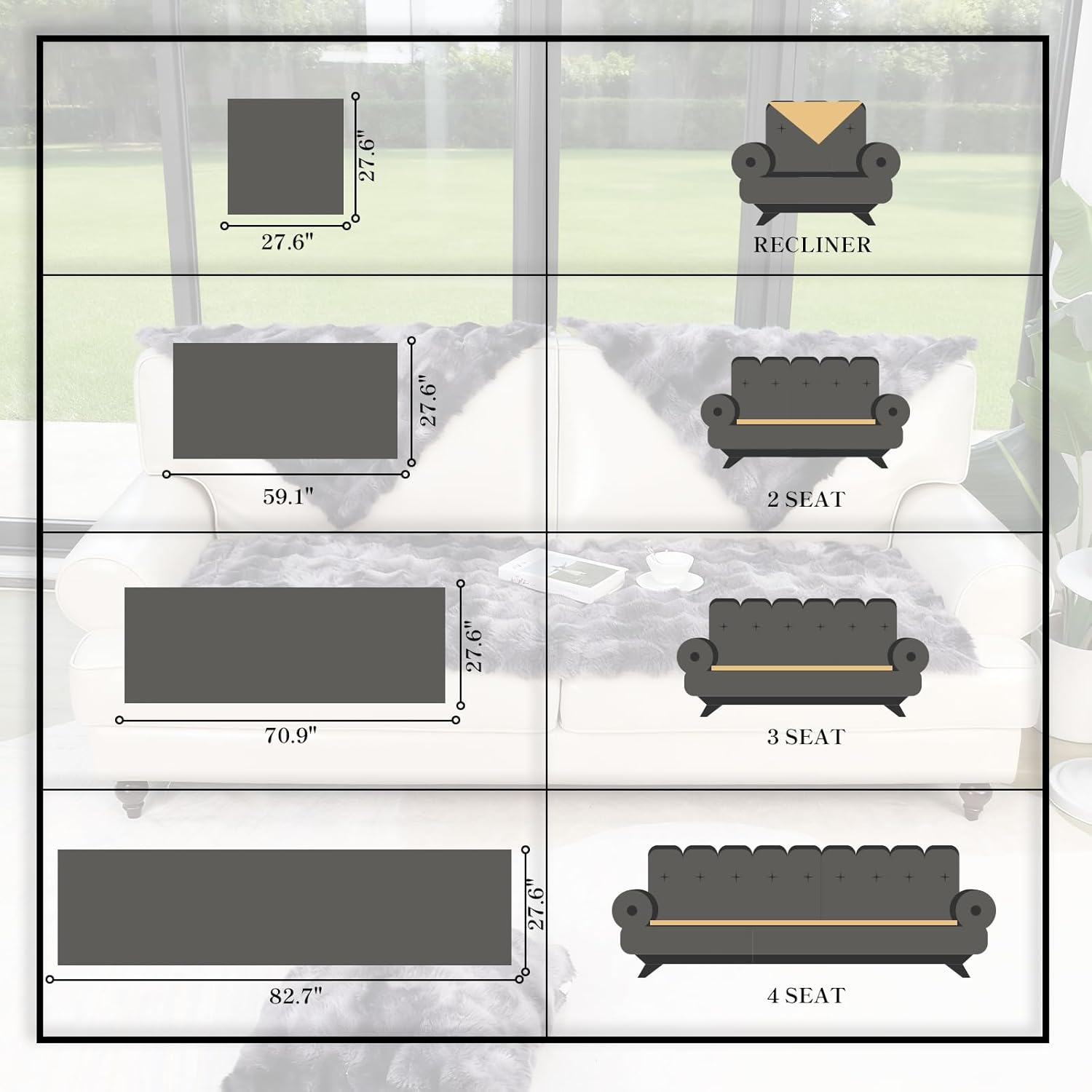 Pet Couch Covers Sofa Washable - Dogs Sofa Covers Slipcovers Non-Slip 3 Cushion Couch Protector Dog Bed, Black, 27.6"x82.7"