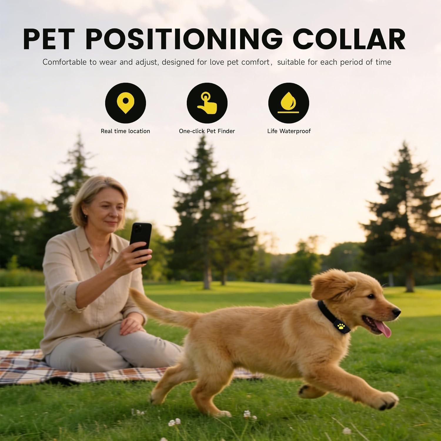 GPS Wireless Dog Fence, Electric Fence for Dogs, Perimeter Collar Fence System, IP63 Waterproof, Invisible GPS Fence Collar for Dogs with Beep Vibration Alert Modes, for Pets Over 18 Lbs (Black)
