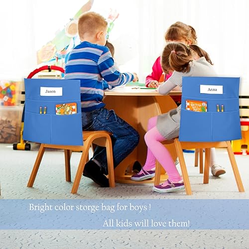 Miniatura 4 de Organizador colgante para silla de aula, bolsa de almacenamiento con bolsillo para asiento de estudiante, suministros escolares para niños, 10