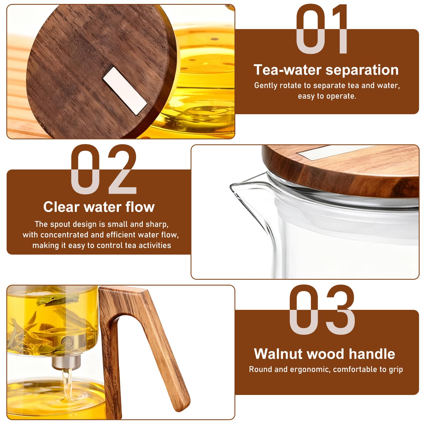 Teekanne Glas mit Sieb, 700ml Teezubereiter für Losen Tee mit Magnet Sauger-Deckel, Glass Teapot, Drücker-Teekanne, Teeliebhaber Geschenke, Hochborosilikatglas, Tea Maker für Zuhause und Büro