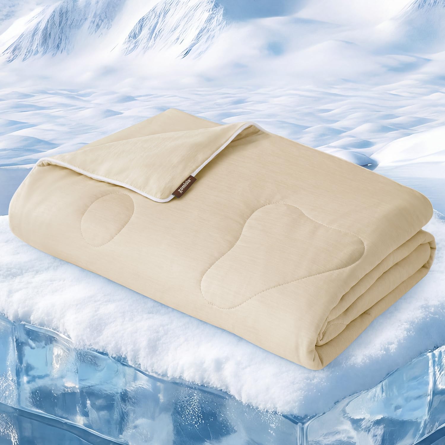 ZOMISIA Cooling Blanket for Extra Large Dogs - High Cold Washable Pet Mat, Travel Soft Dog Summer Essentials, Khaki, 50"x60"