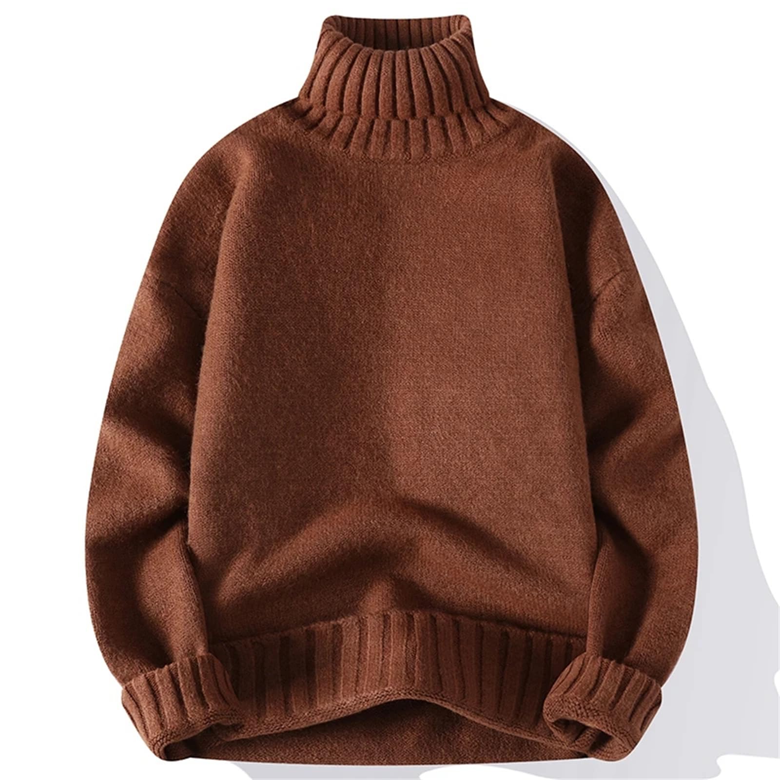 Maglione da uomo a collo alto casual tinta unita maglione lavorato a maglia autunno e inverno maglione caldo e morbido per gli uomini