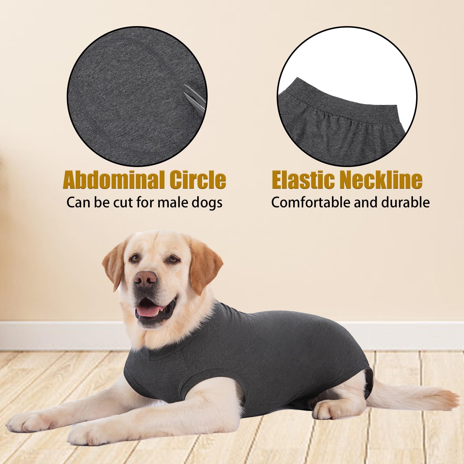 Body per Cani Dopo Op con Protezione Anti-Perdita, Body Chirurgico per Cani, Cane Castrato, Femmina o Maschio, Maglietta Medica per Cani, Tuta con Chiusura a Velcro, Alternative a Coni e