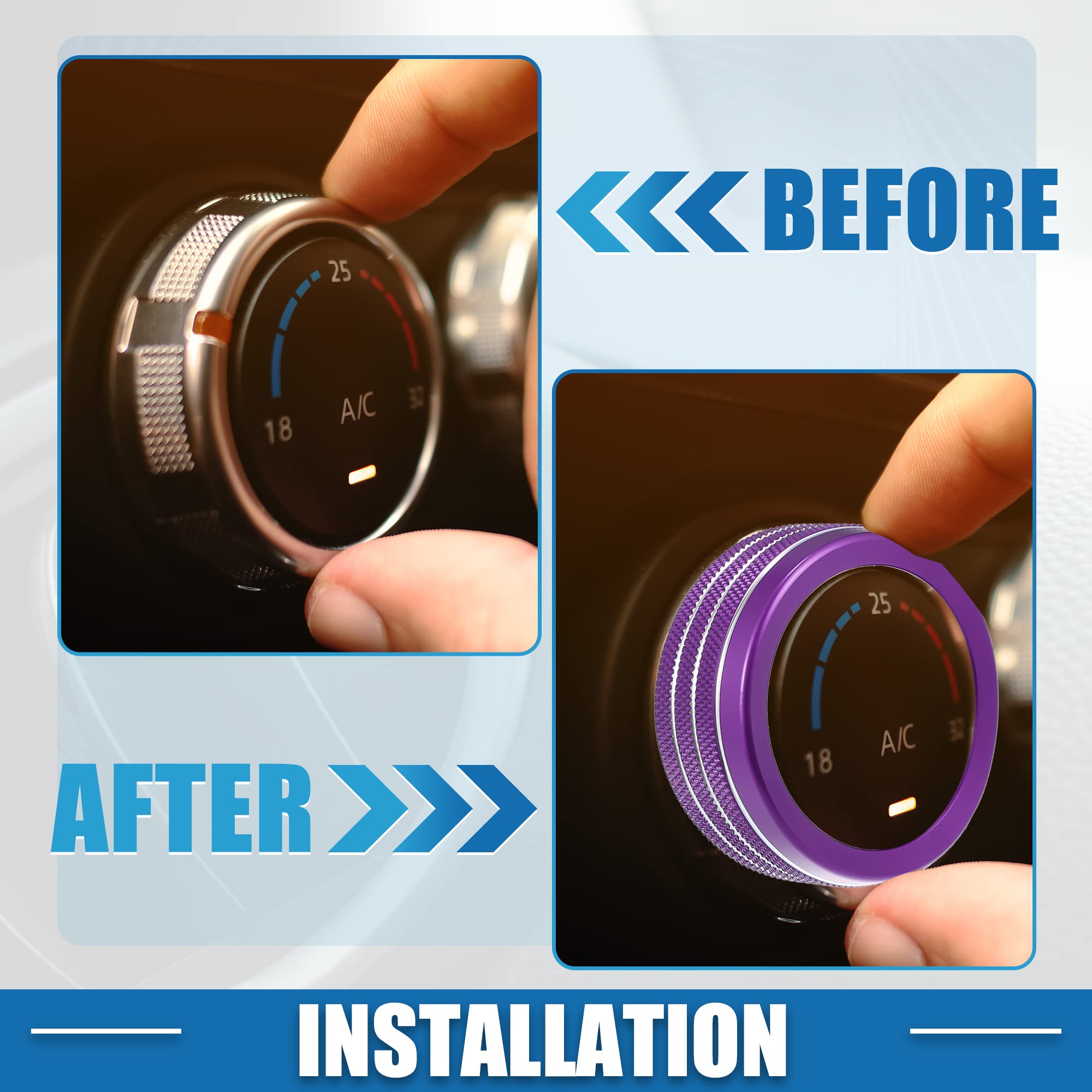 Car AC Radio Switch Knob Cover Decals For Dodge Durango 14-20 Black